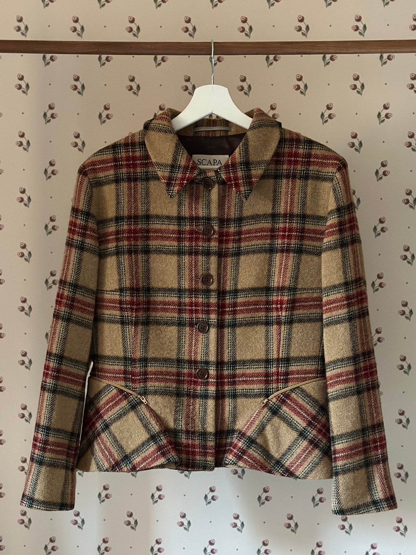 Vintage Check Wool Jacket With Basque