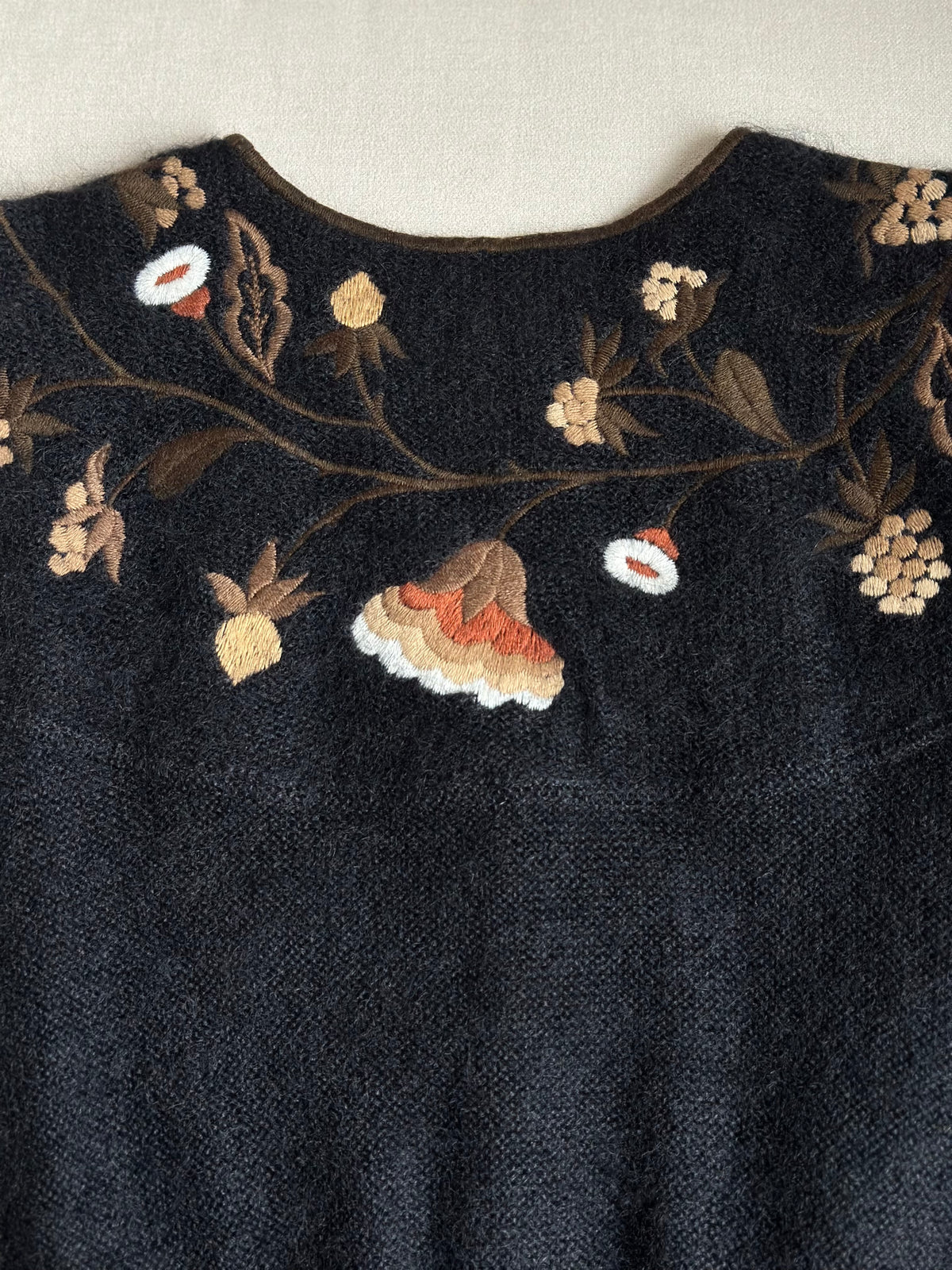 Alpaca & Mohair Embroidered Black Cardigan