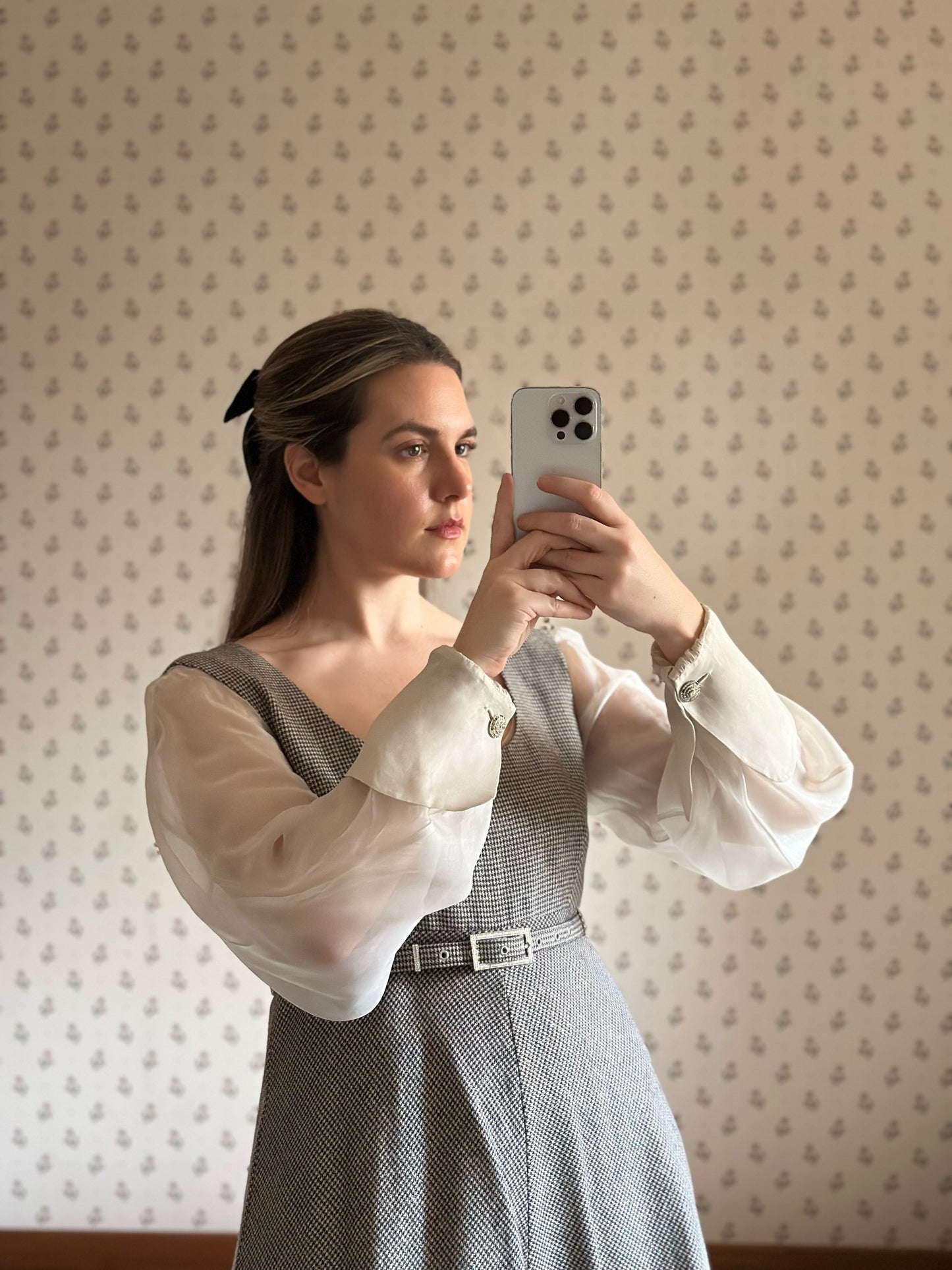 Vintage Gianfranco Ferré Wool Dress With Silk Organza Sleeves