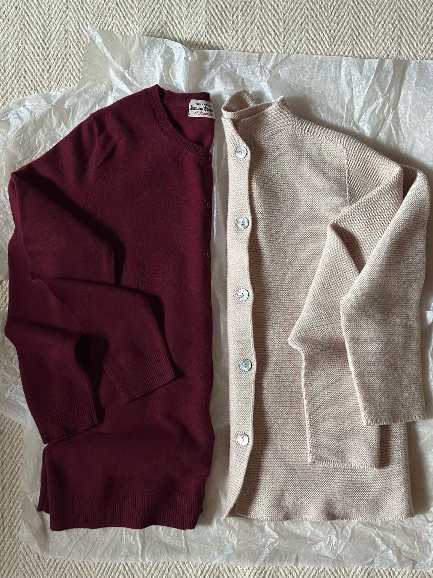 100% Cashmere Burgundy Cardigan