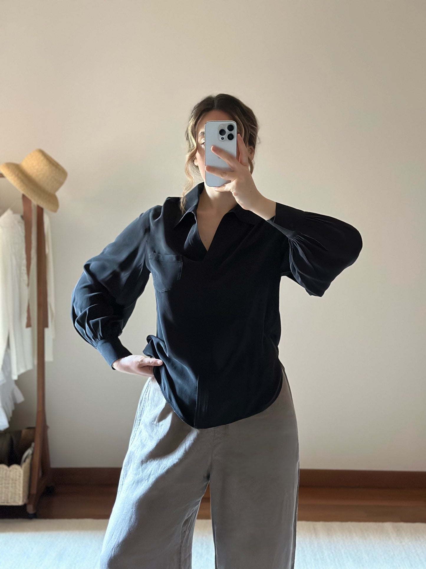 100% Silk Black Max Mara Blouse
