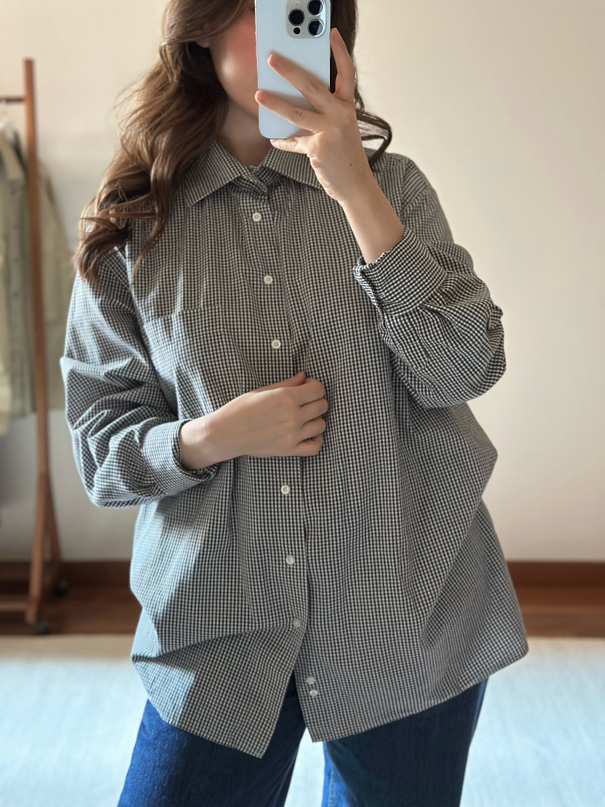 Dark Green Checkered Oversized Cotton Shirt