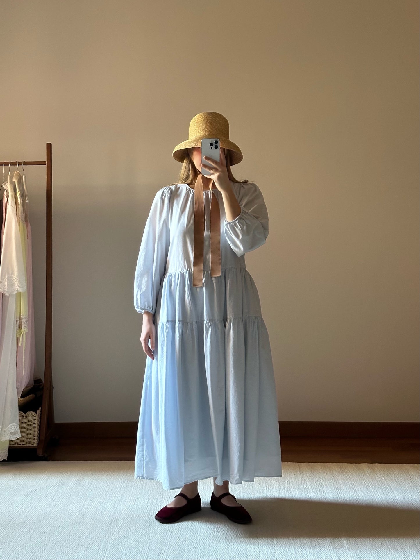 Pure Organic Cotton Light Blue Tiered Dress
