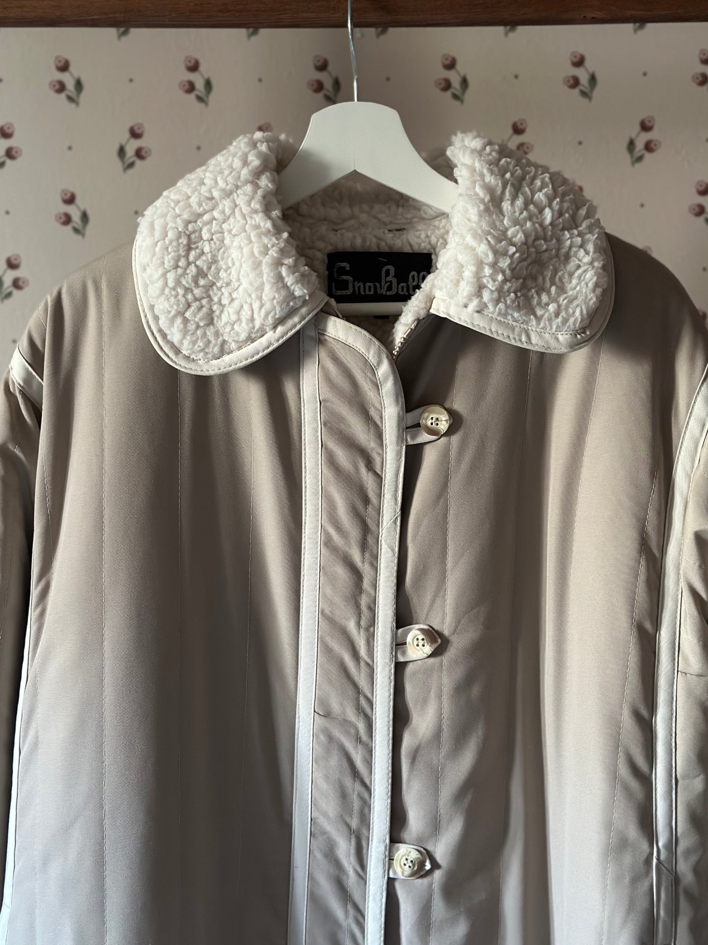 Vintage Faux Shearling Trench Coat