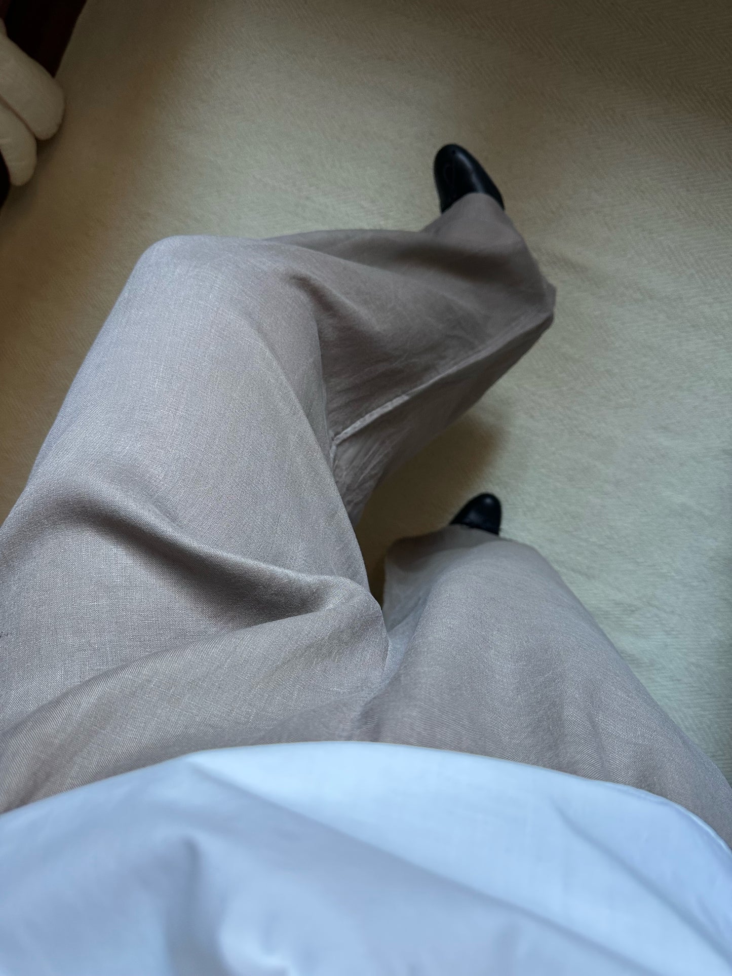 Pure Linen Taupe Palazzo Pants