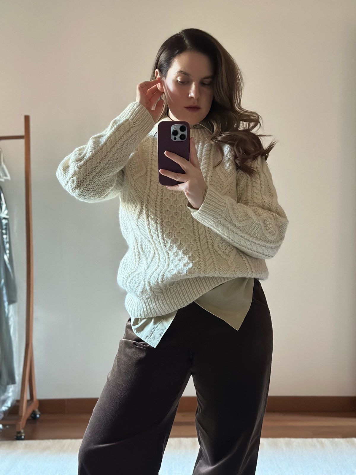 White Irish Cable Knit Sweater