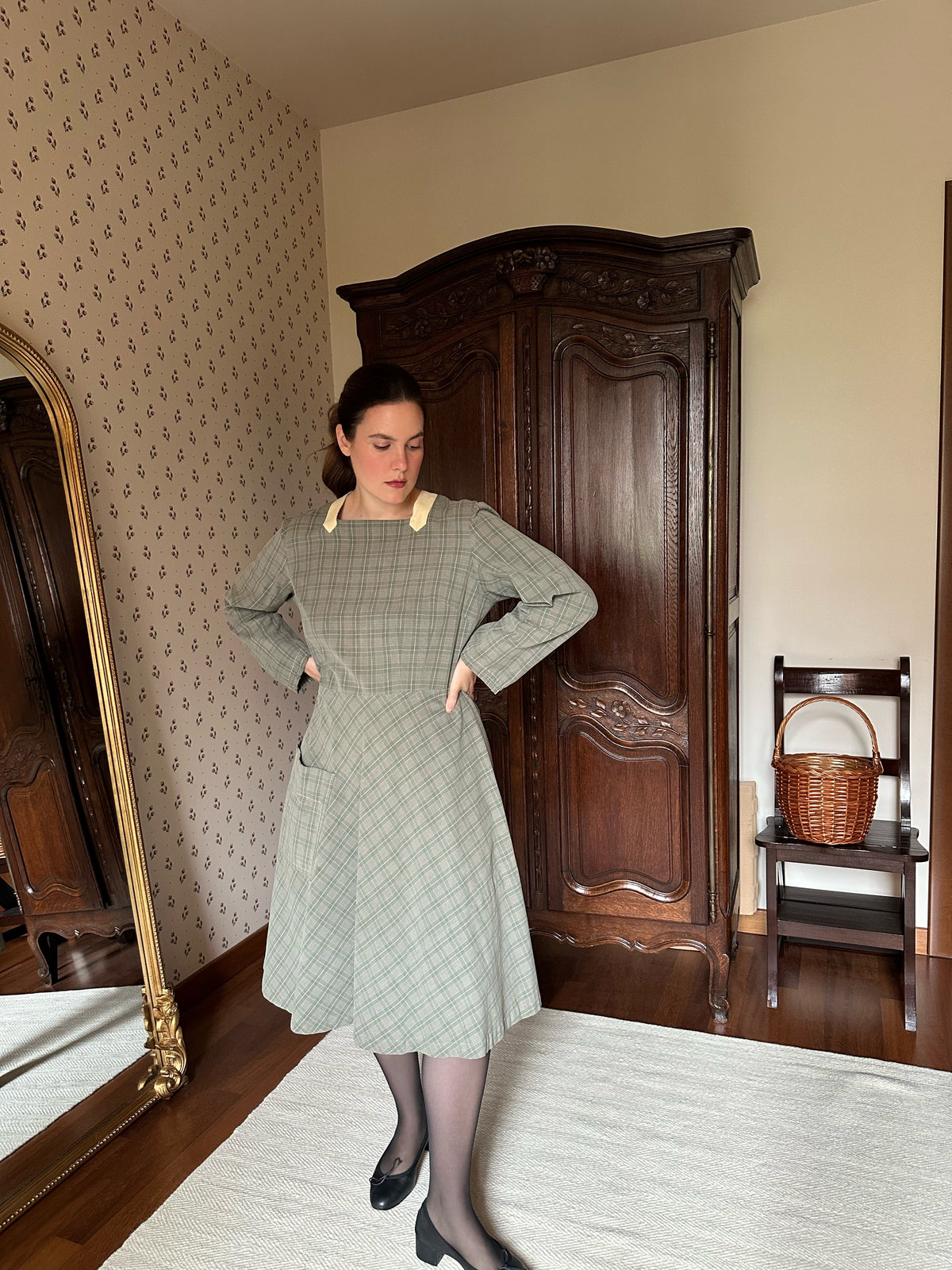 Tailor-Made Sage Green Tartan Dress