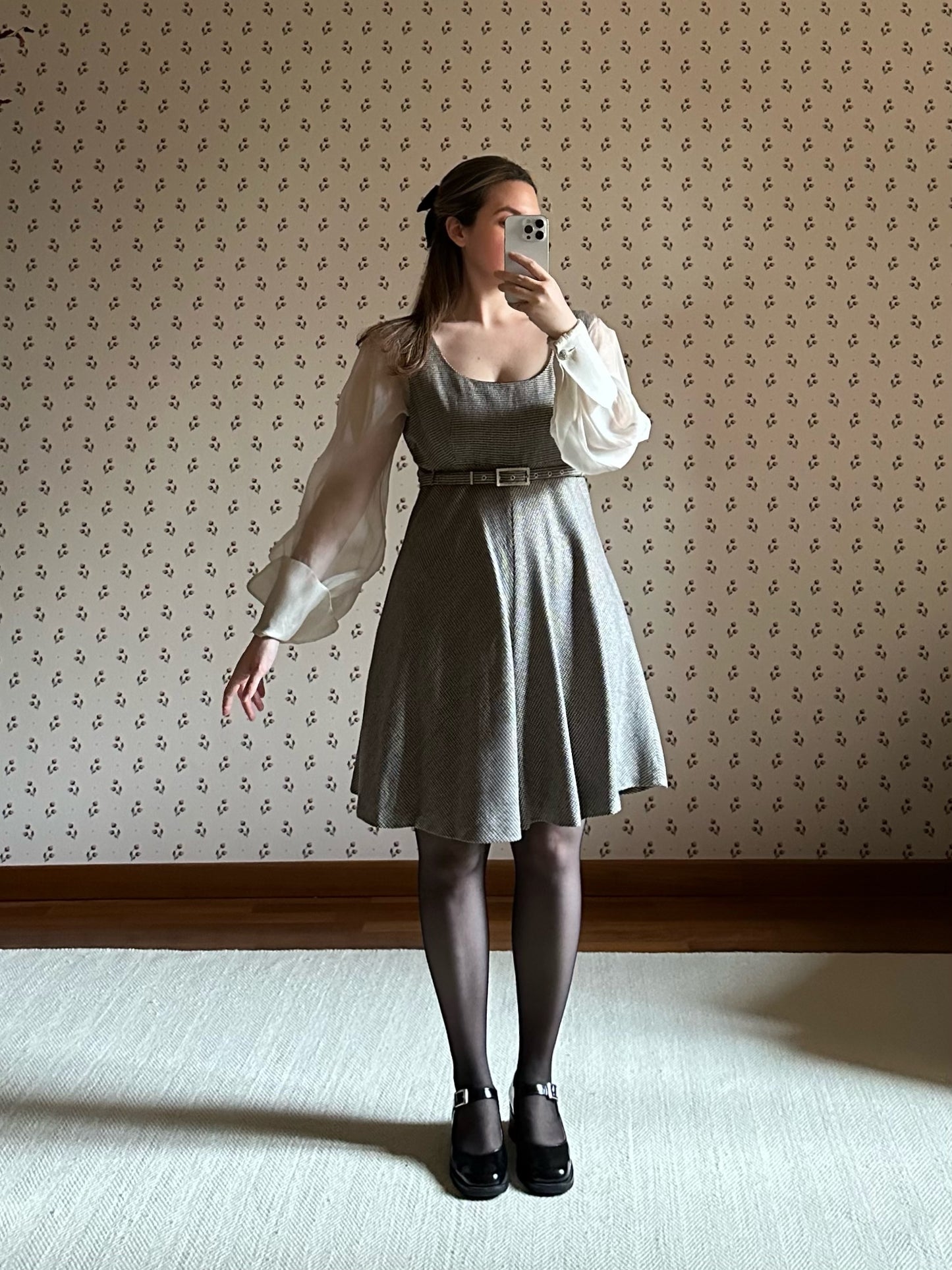 Vintage Gianfranco Ferré Wool Dress With Silk Organza Sleeves