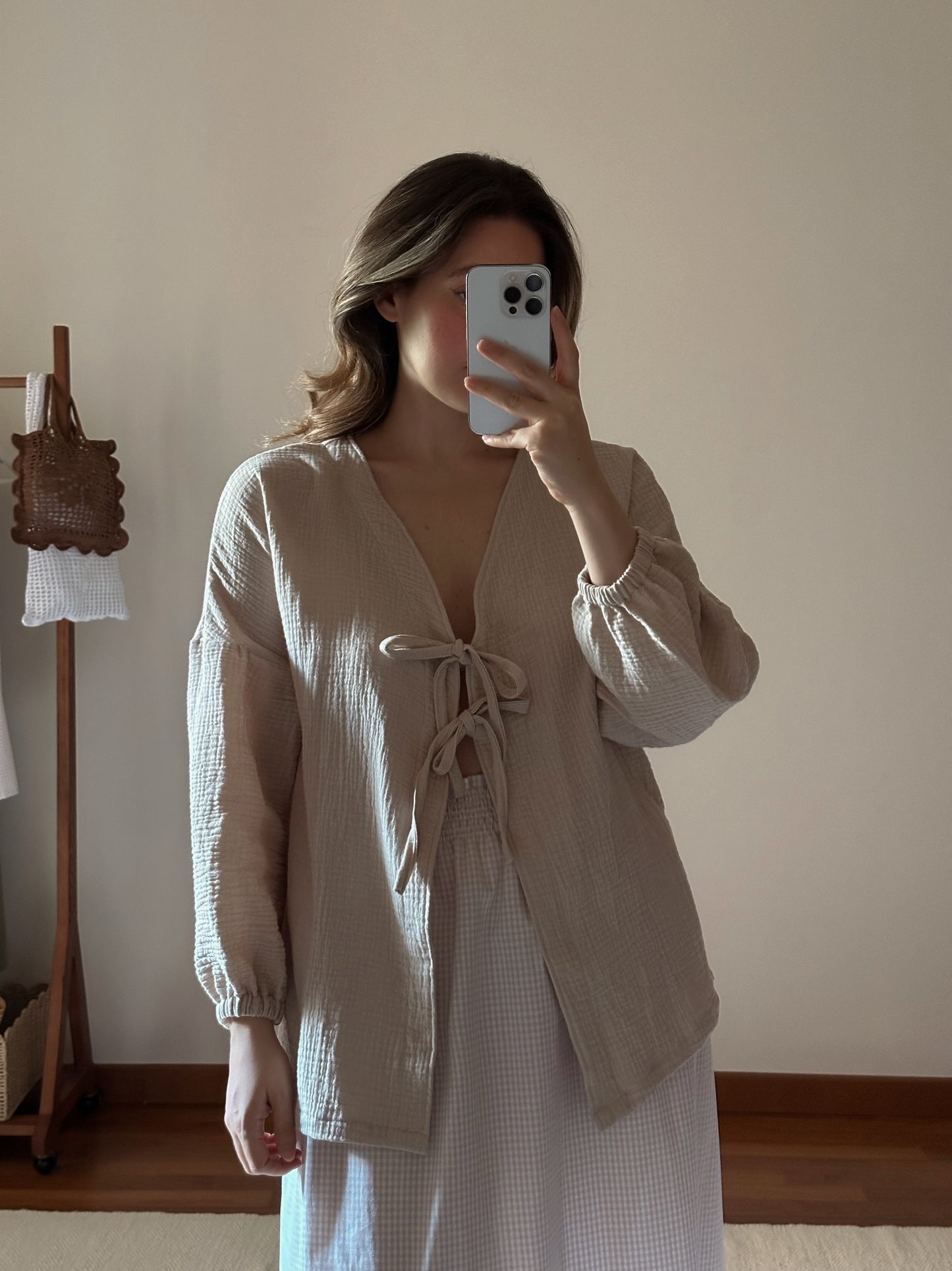 Cotton Muslin Bow Blouse