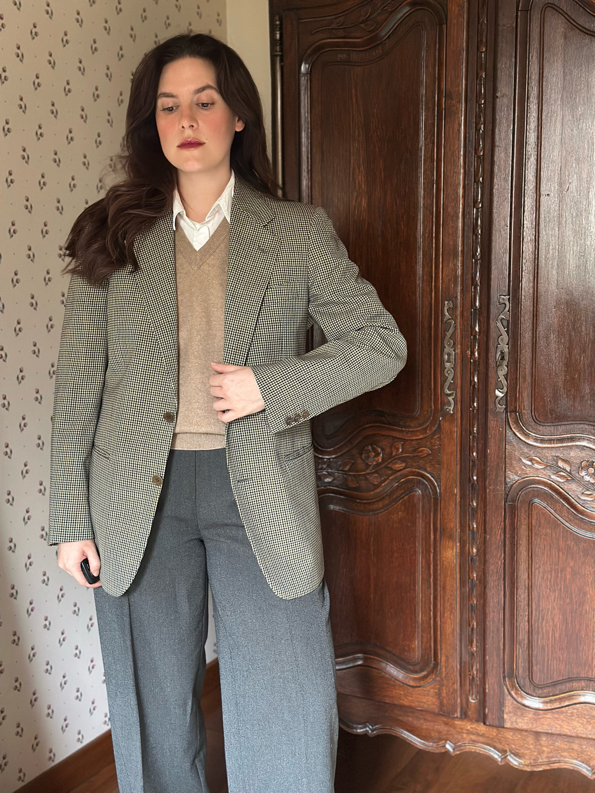 Vintage 100% Wool Check Blazer