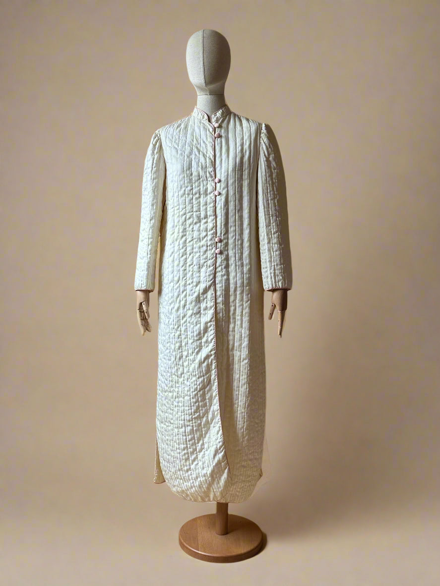 Vintage Pure Silk Quilted Dressing Gown