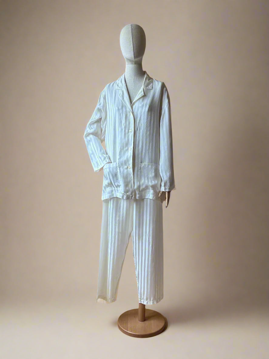 Vintage Pure Silk White Pajama Set