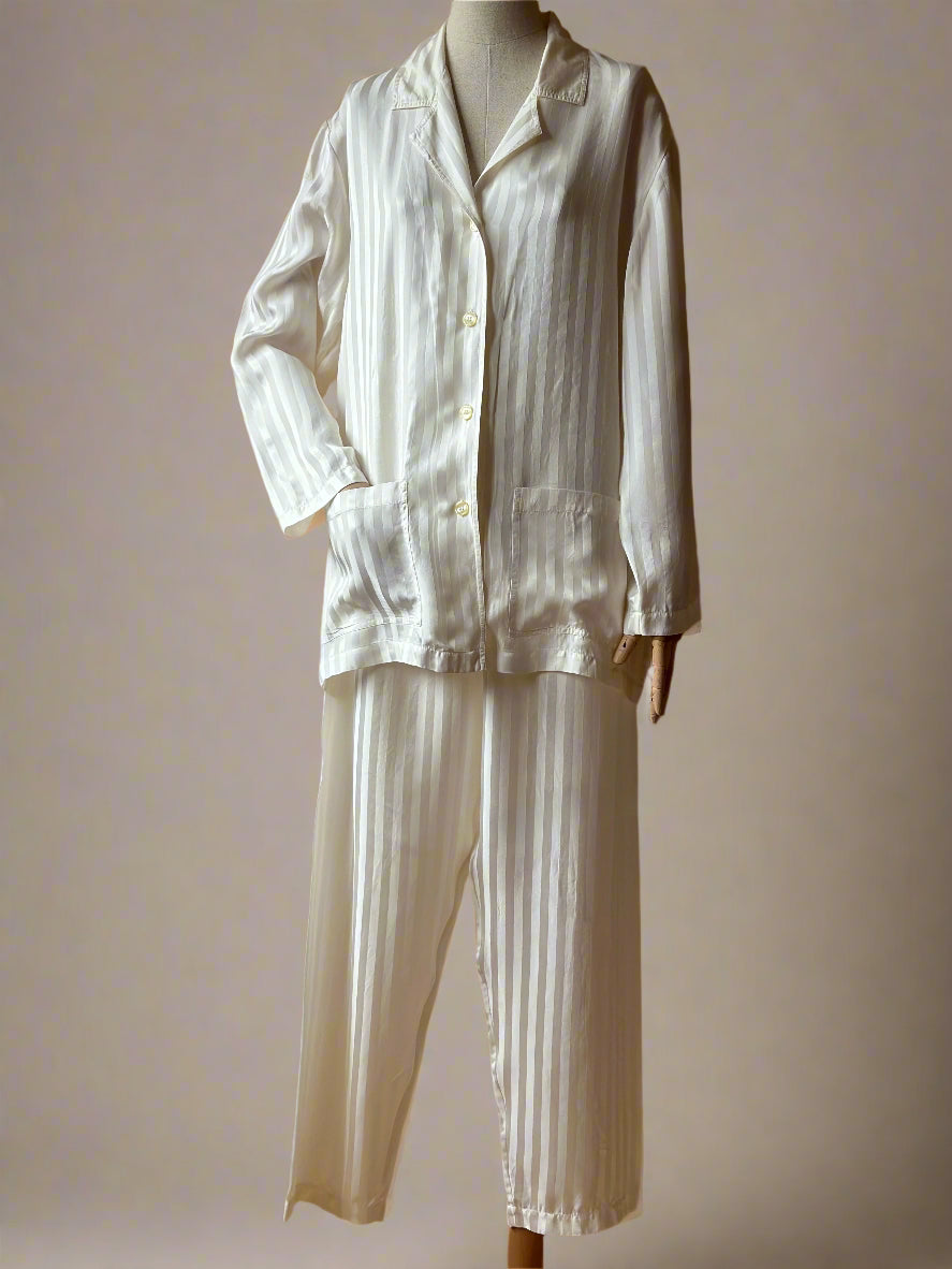 Vintage Pure Silk White Pajama Set