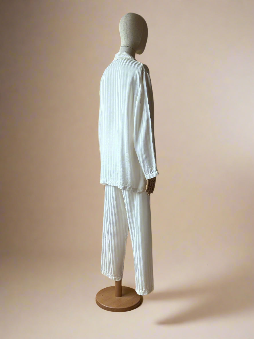 Vintage Pure Silk White Pajama Set