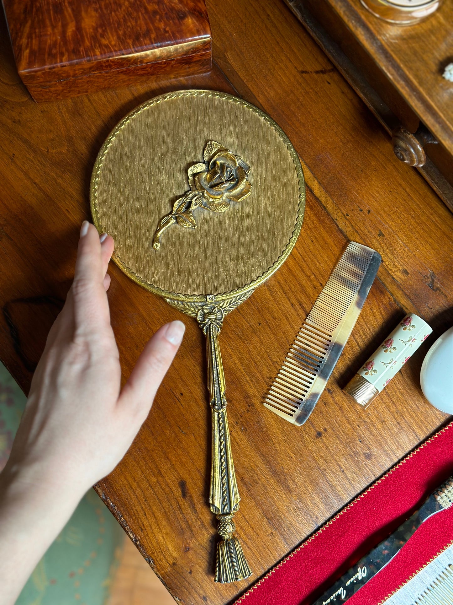 Vintage 1980's American Hand Mirror