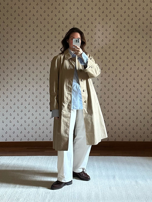 Vintage Beige Belted Trench Coat
