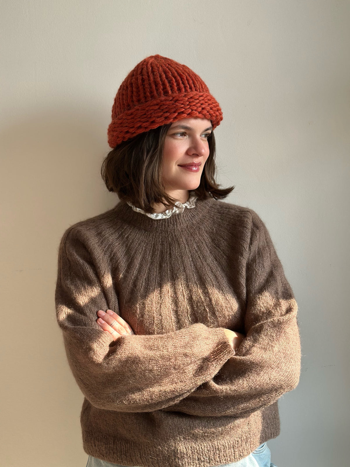 Handmade 100% Wool Beanie - Pumpkin