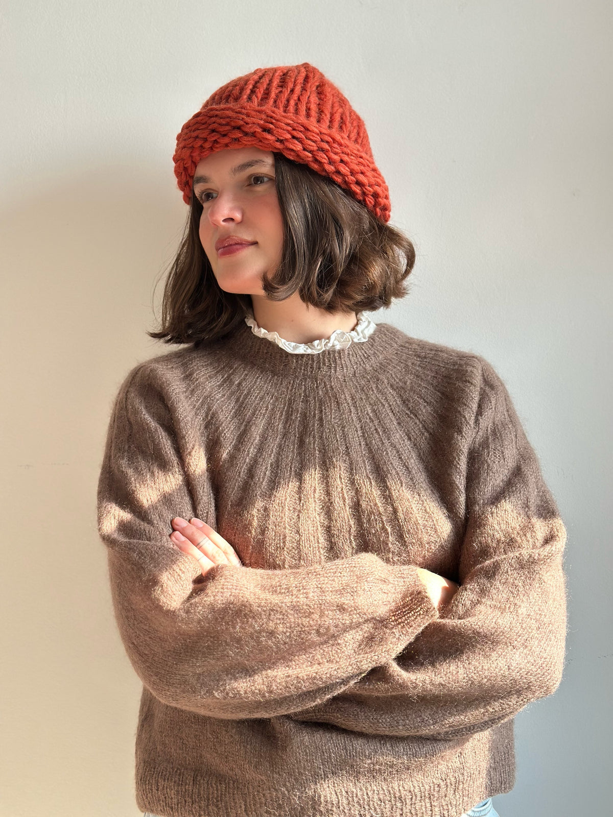 Handmade 100% Wool Beanie - Pumpkin