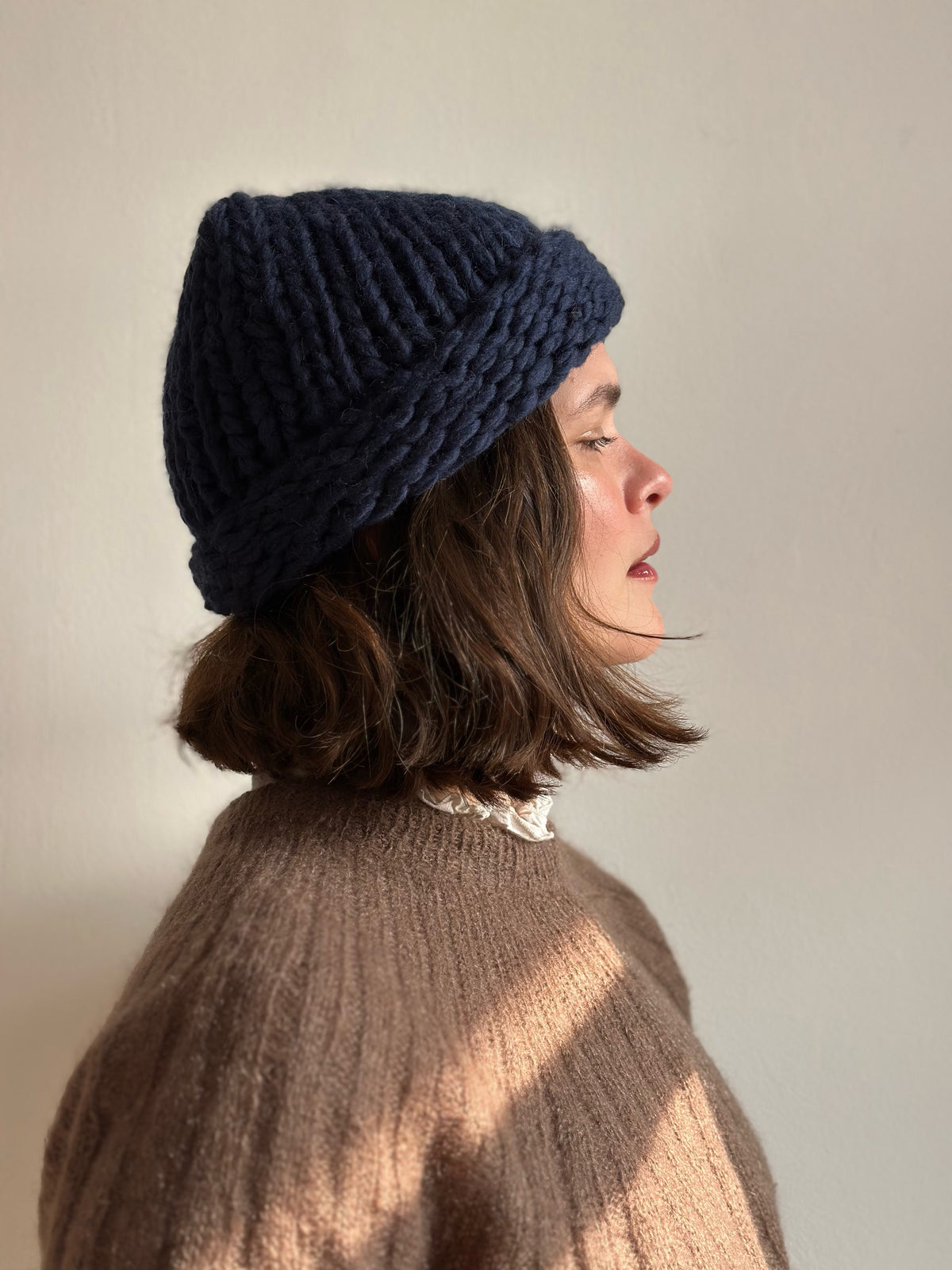 Handmade 100% Wool Beanie - Blue