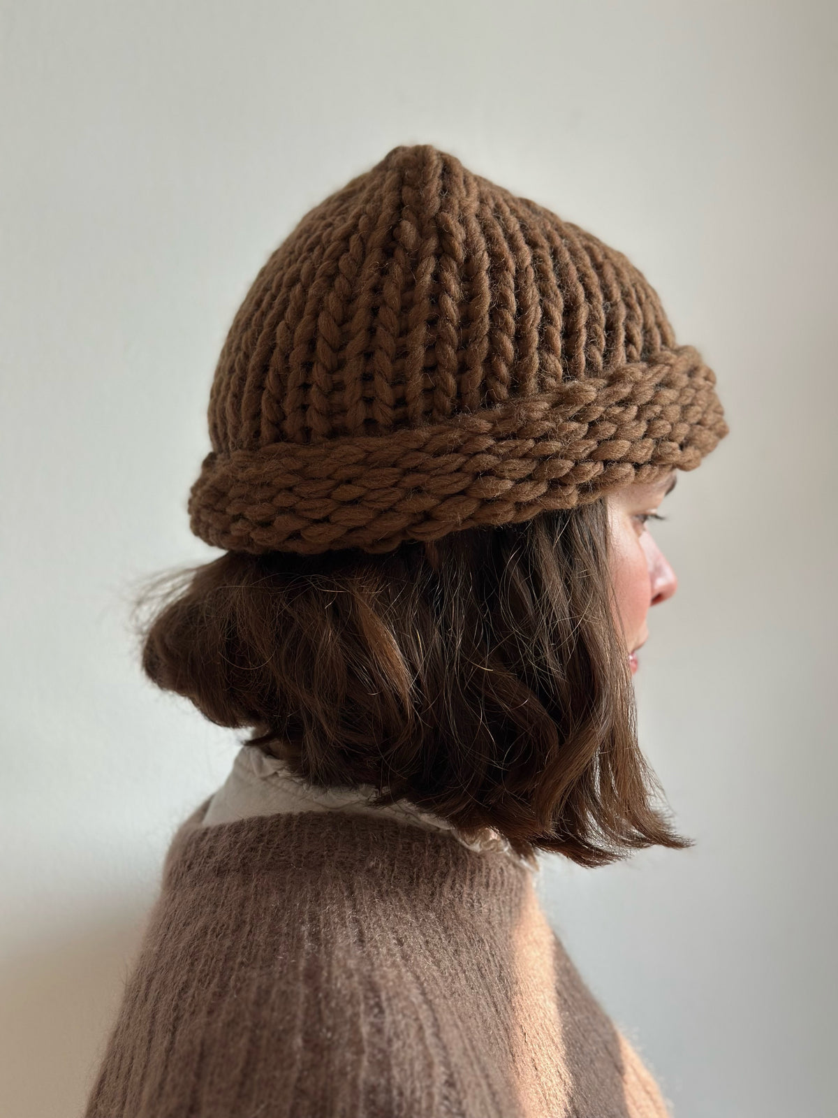 Handmade 100% Wool Beanie - Walnut