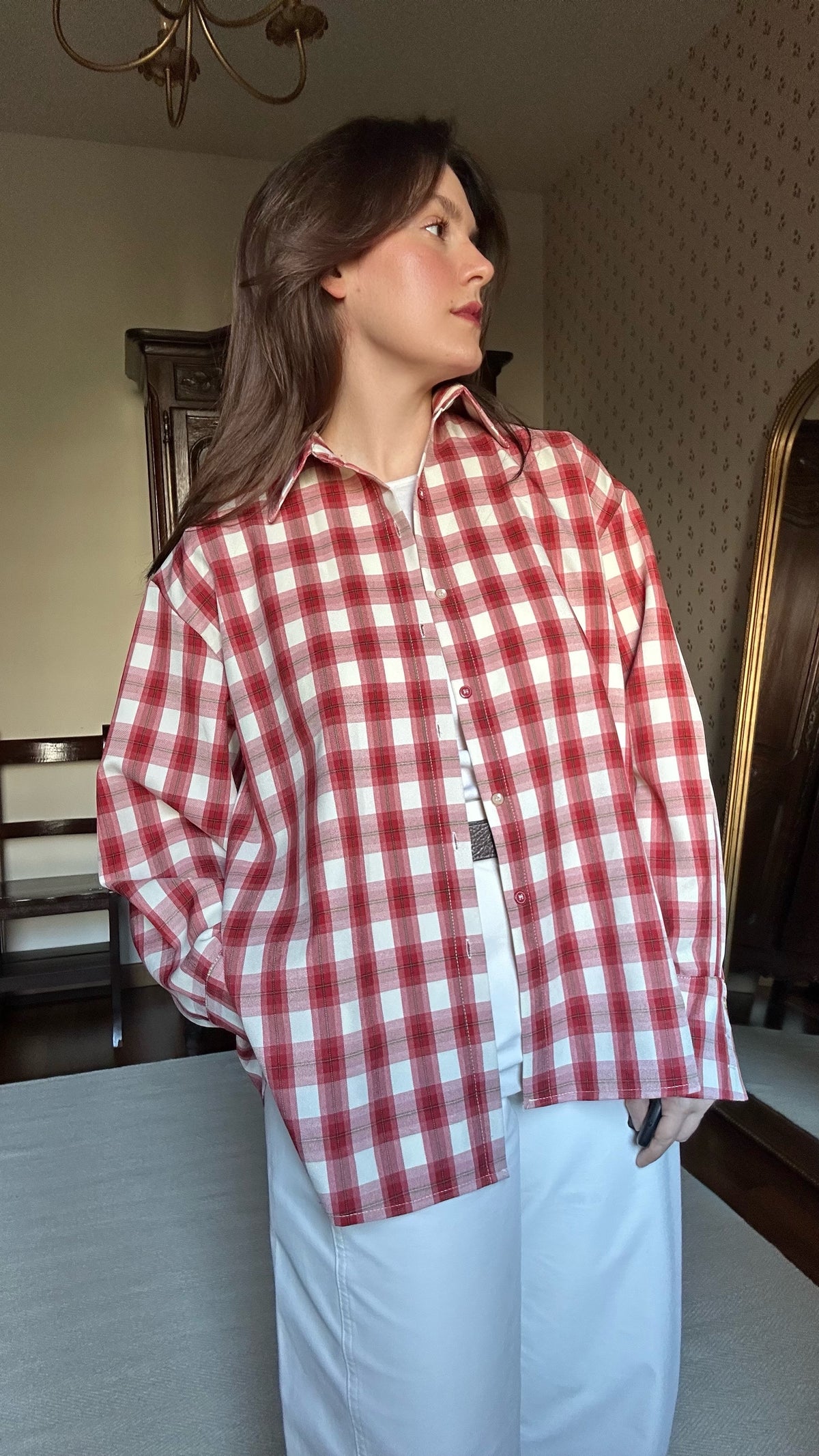 Red & White Check Cotton Shirt