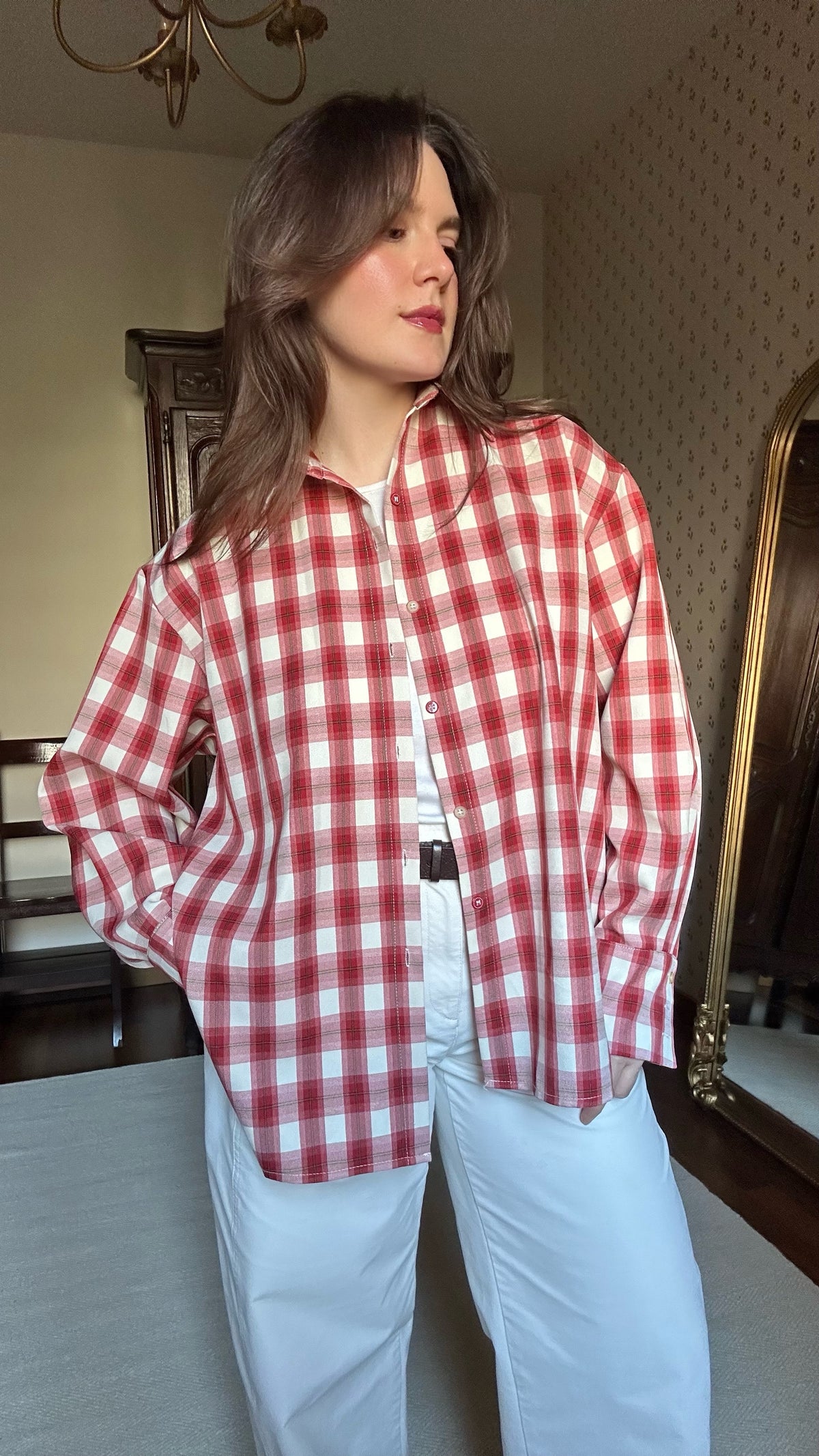 Red & White Check Cotton Shirt