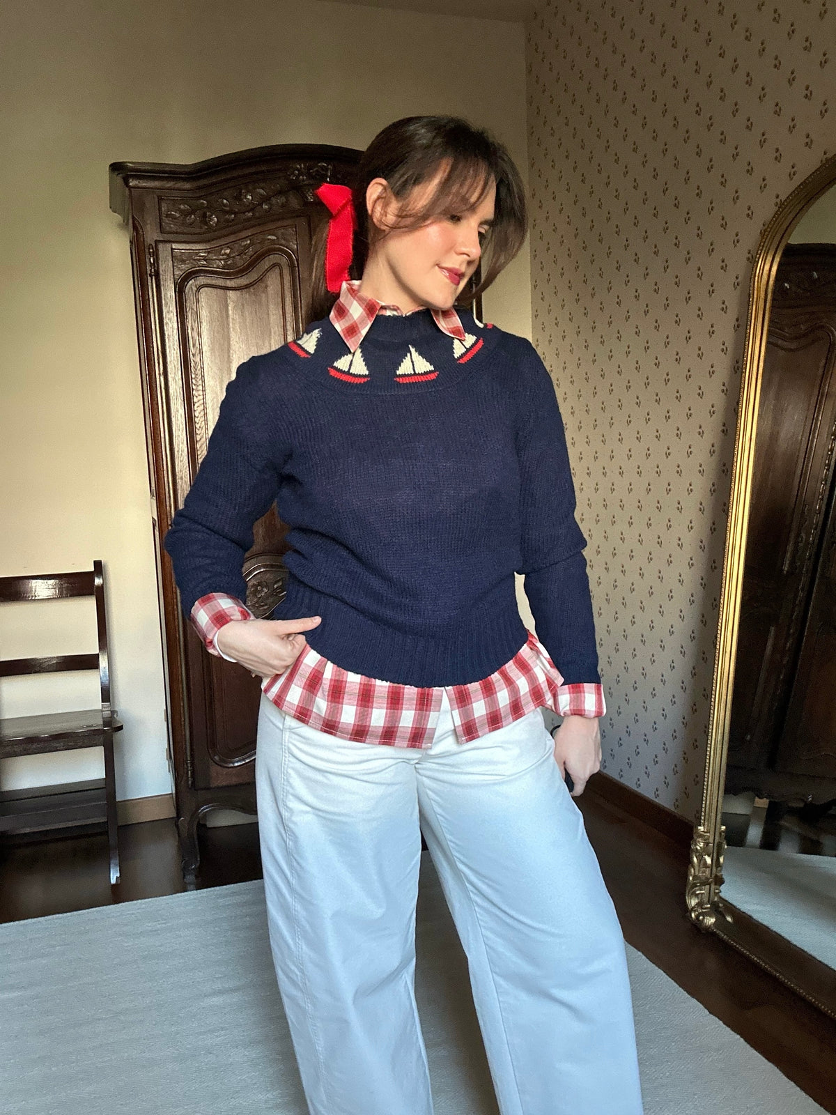 Little Boats 100% Shetland Wool Blue Jumper