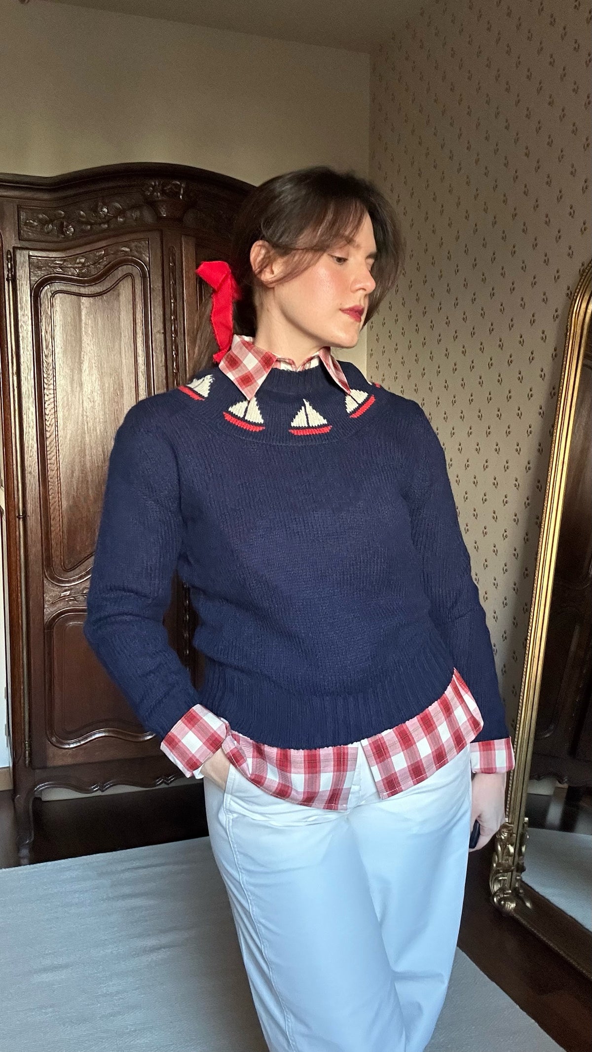 Little Boats 100% Shetland Wool Blue Jumper