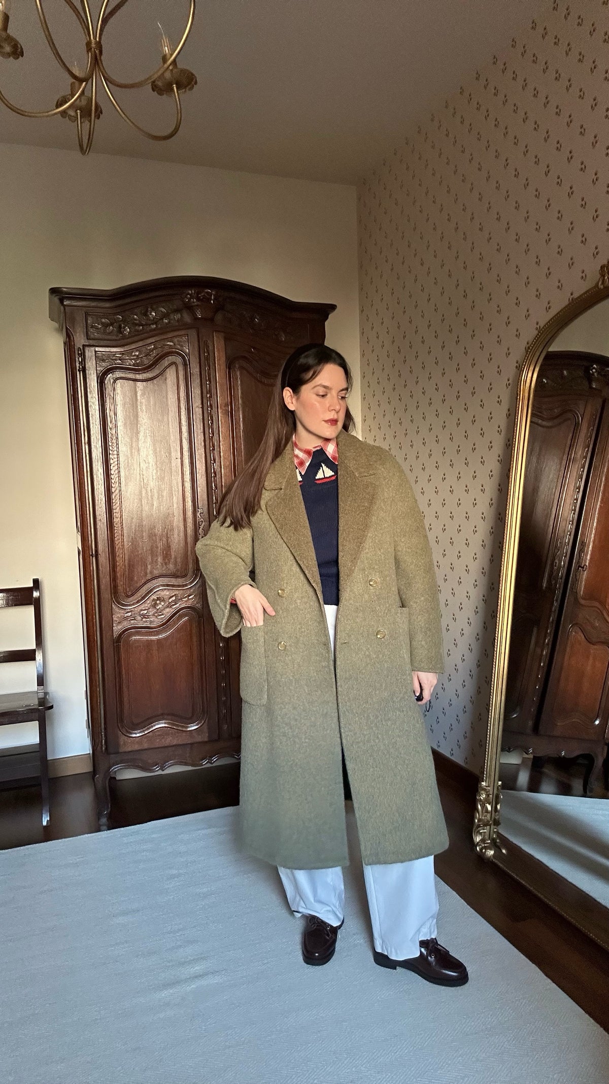 Sage & Brown Alpaca Belted Coat