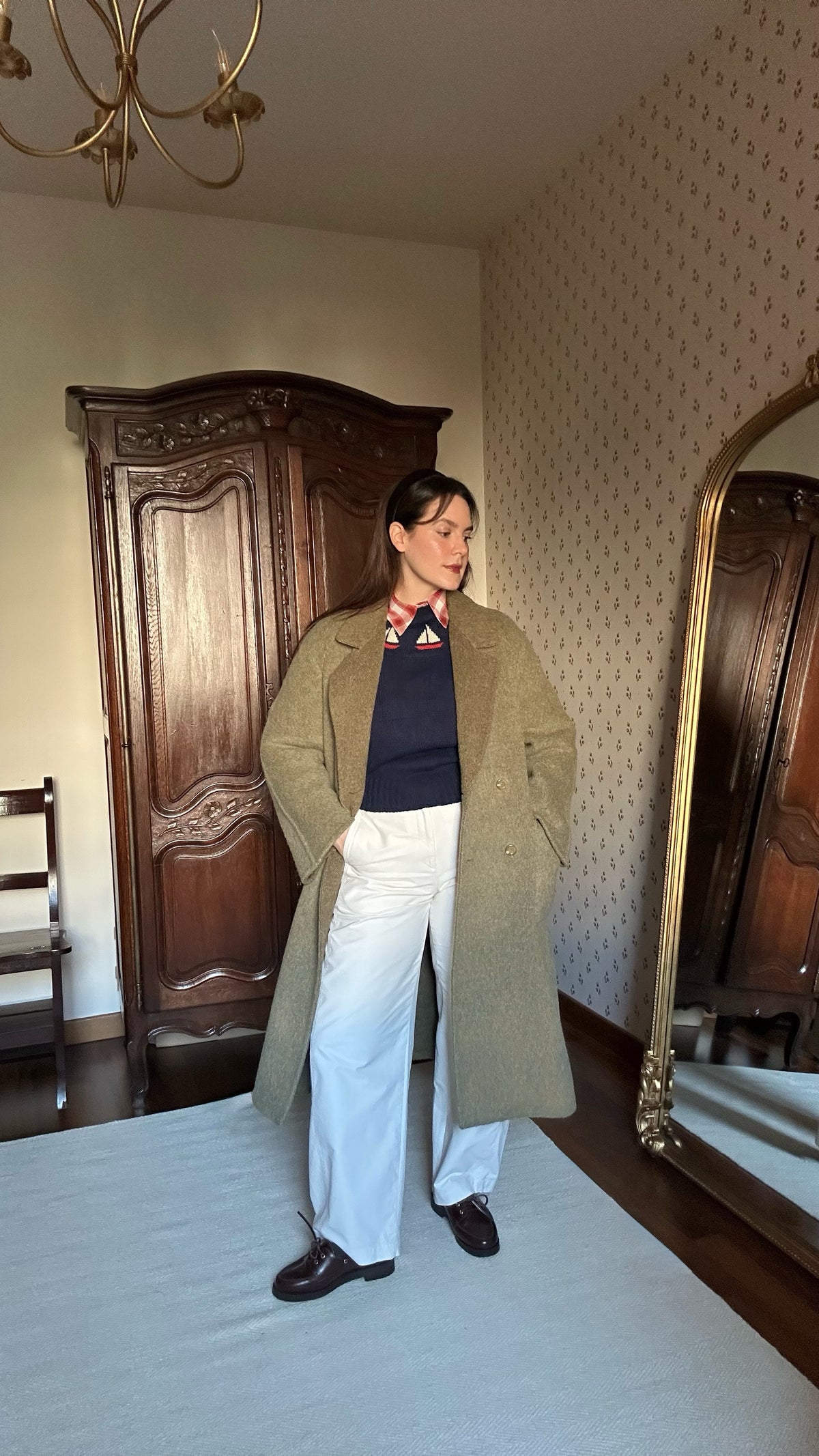 Sage & Brown Alpaca Belted Coat