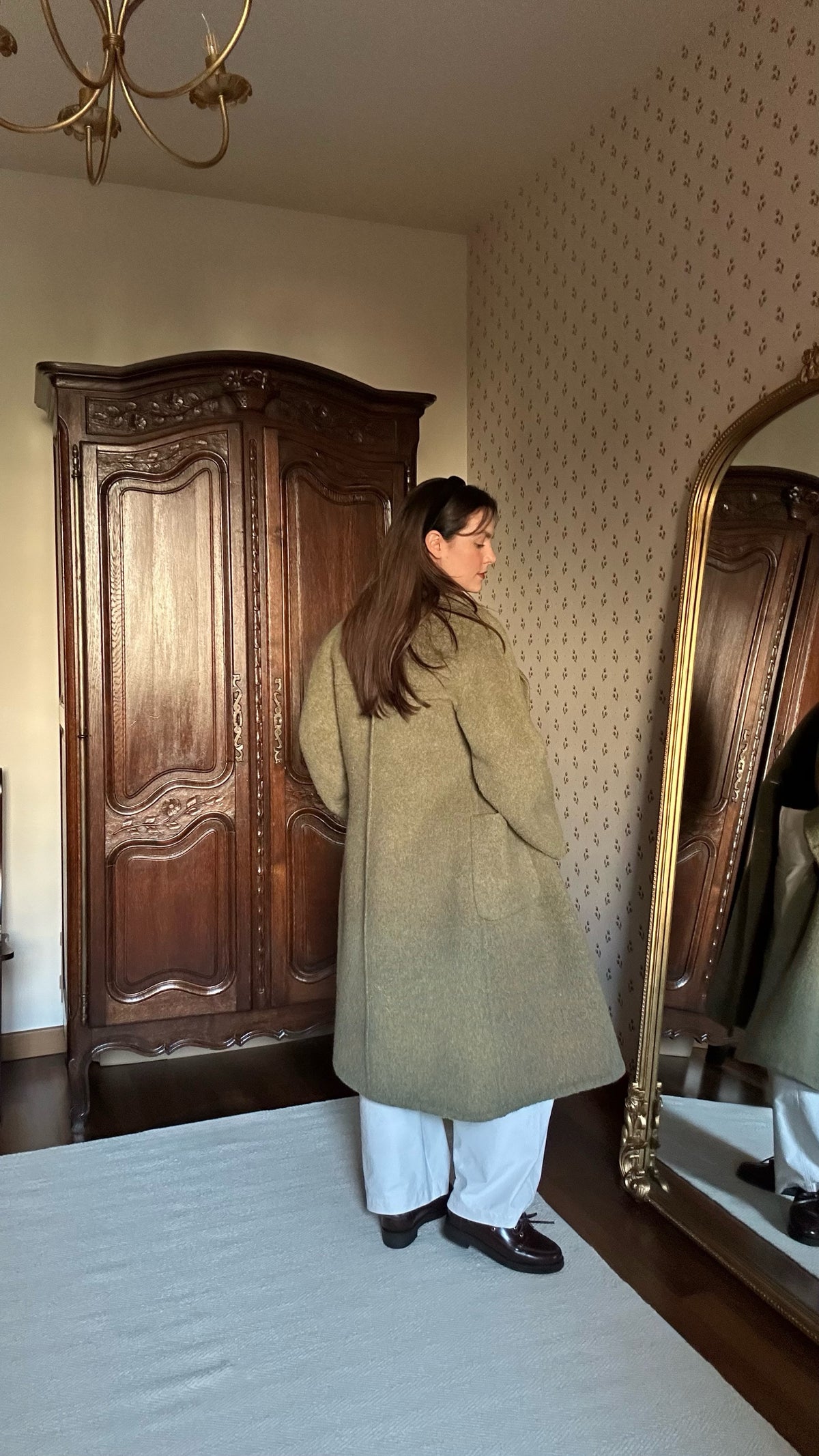 Sage & Brown Alpaca Belted Coat