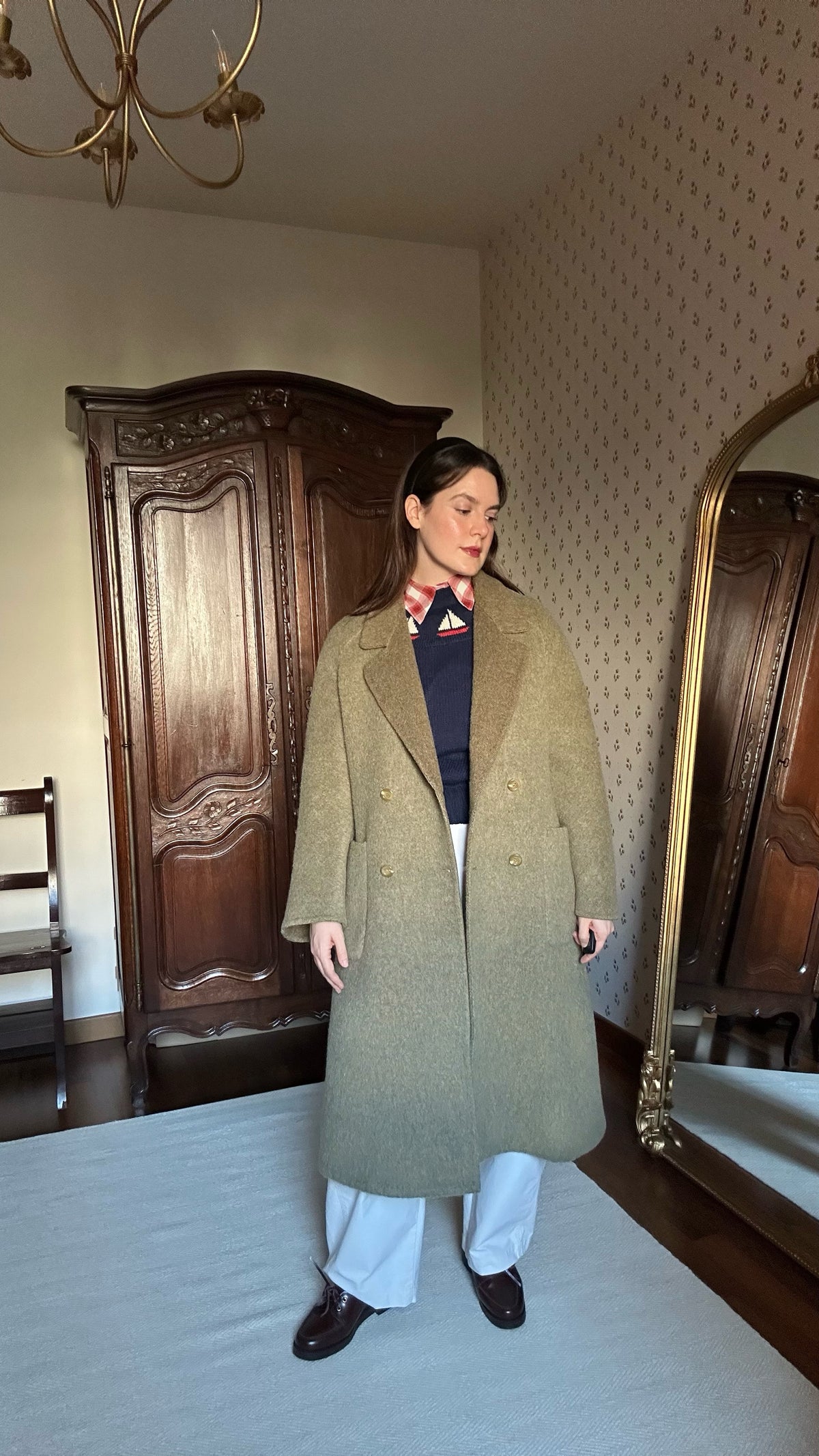 Sage & Brown Alpaca Belted Coat