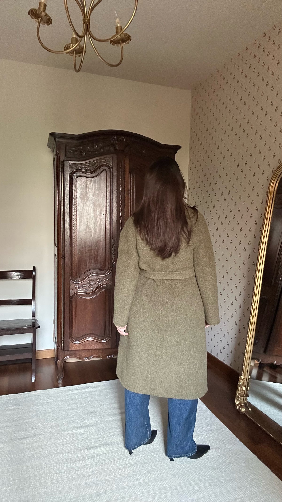 Sage & Brown Alpaca Belted Coat