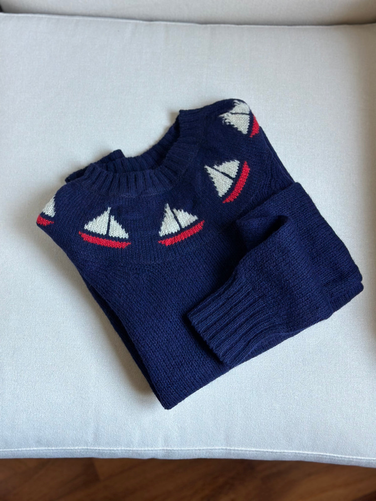 Little Boats 100% Shetland Wool Blue Jumper