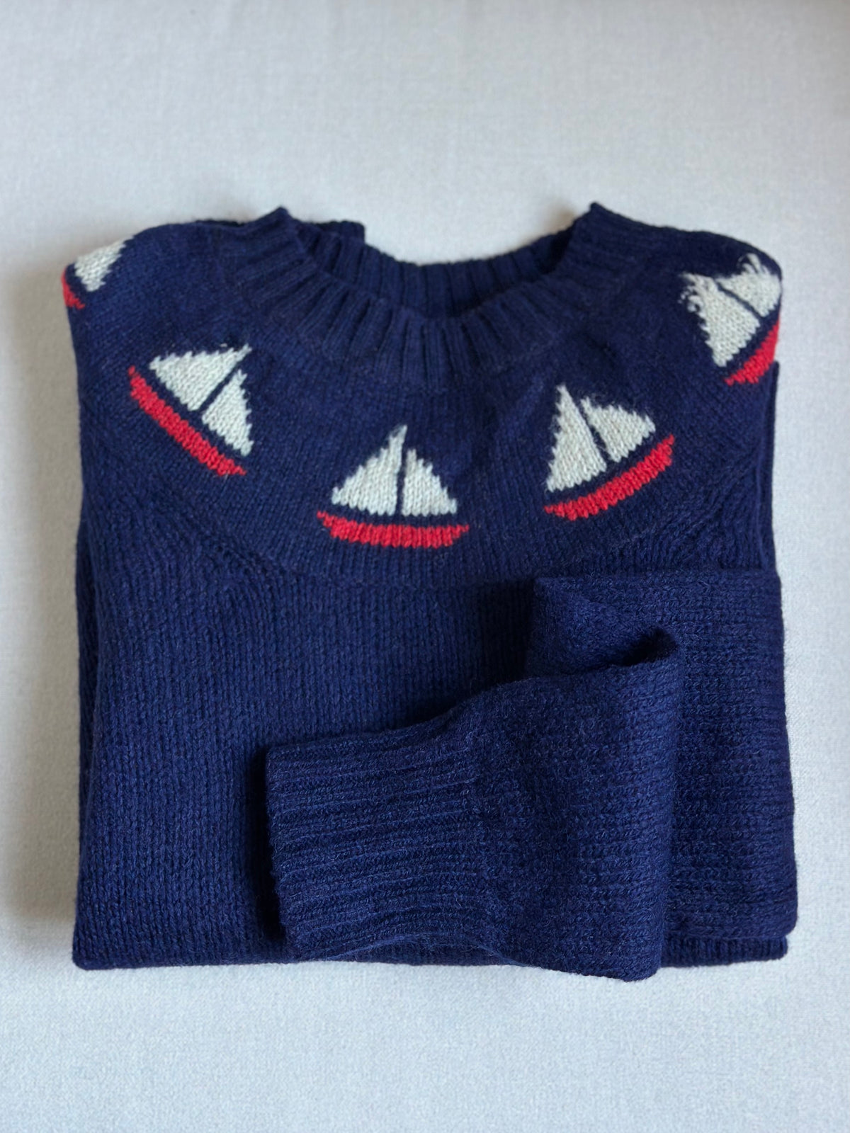 Little Boats 100% Shetland Wool Blue Jumper