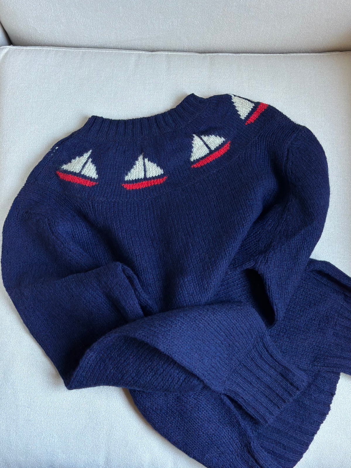 Little Boats 100% Shetland Wool Blue Jumper