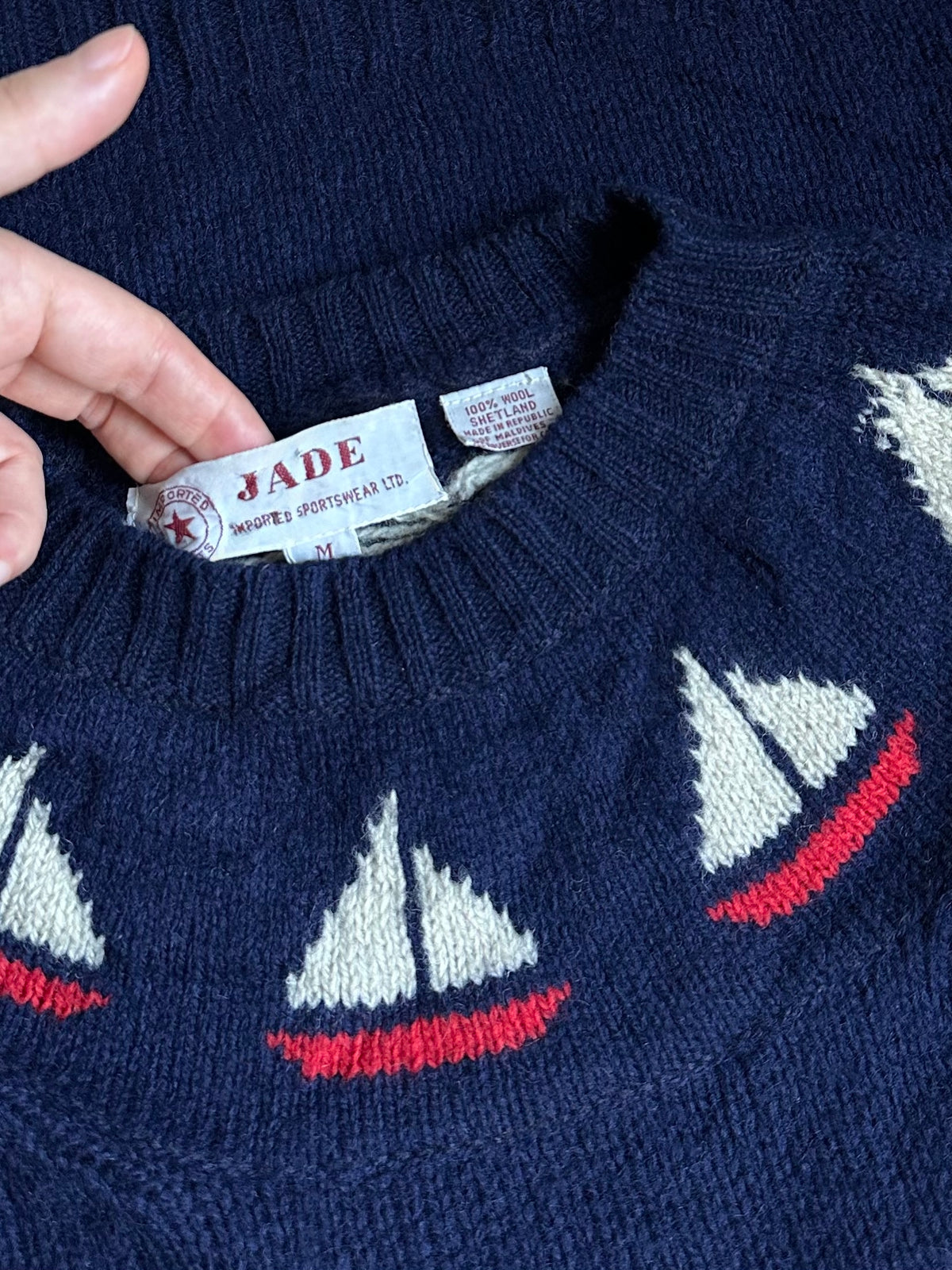 Little Boats 100% Shetland Wool Blue Jumper