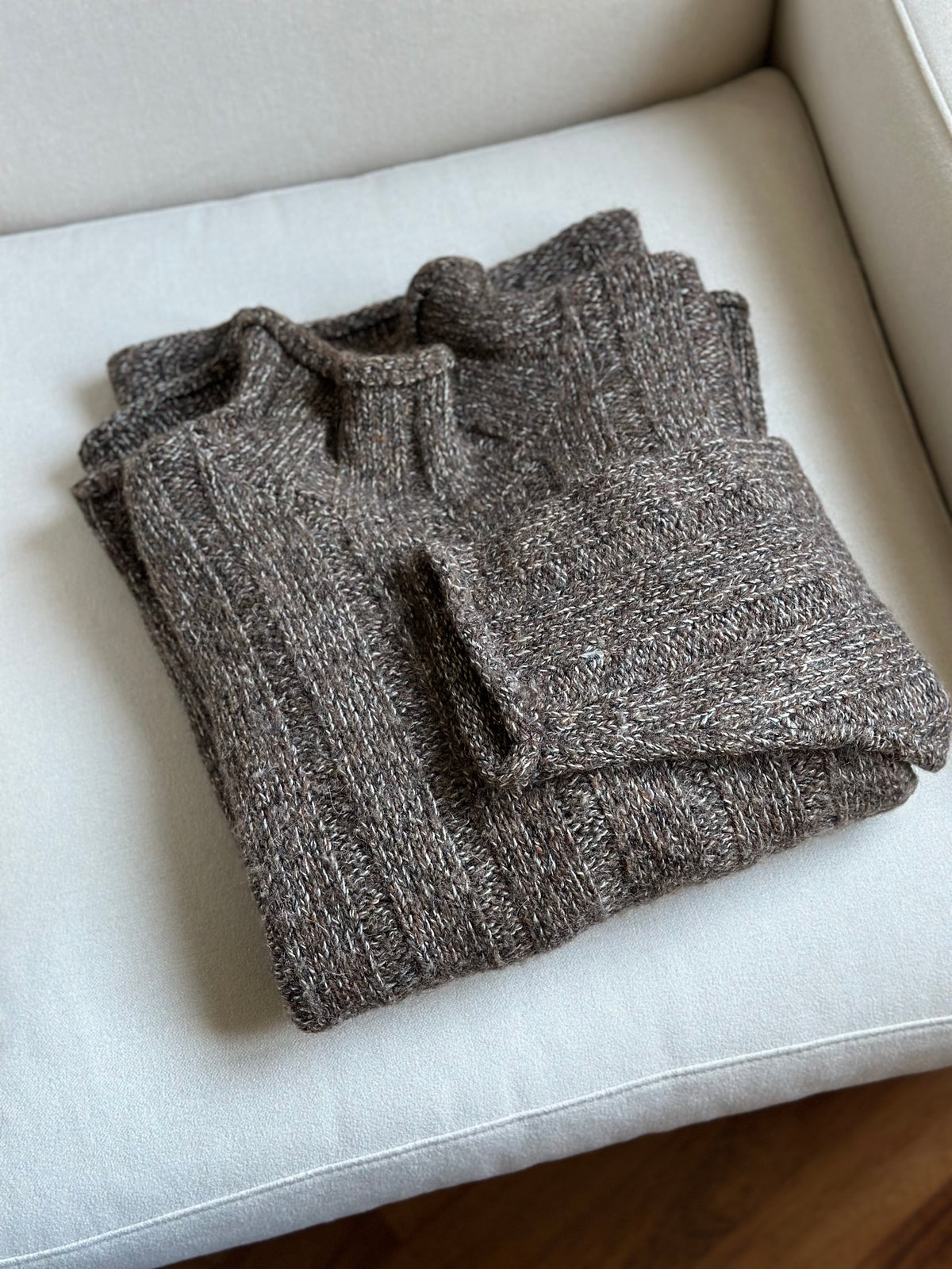 Brown Fisherman Mock Neck Alpaca Jumper