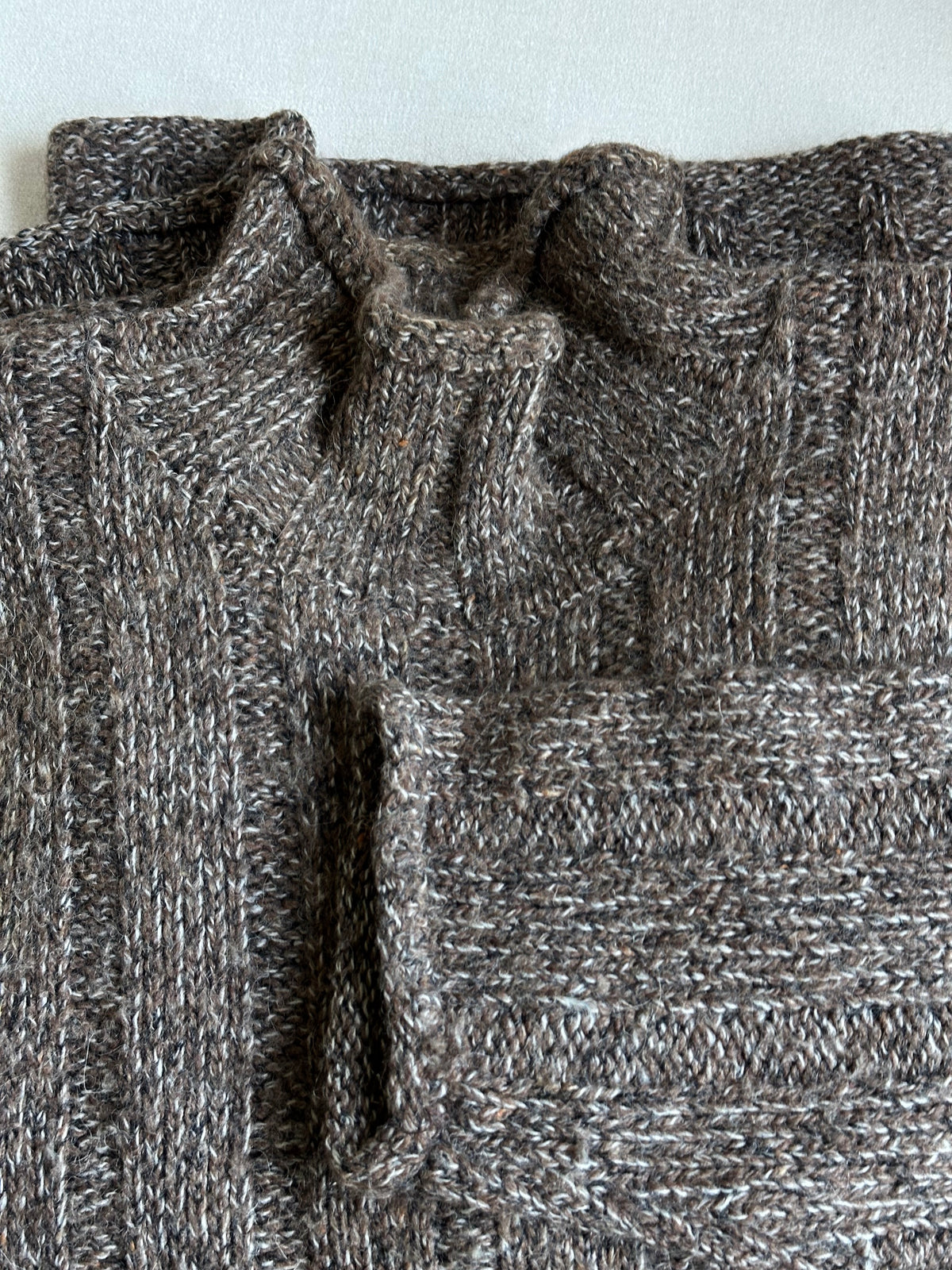 Brown Fisherman Mock Neck Alpaca Jumper