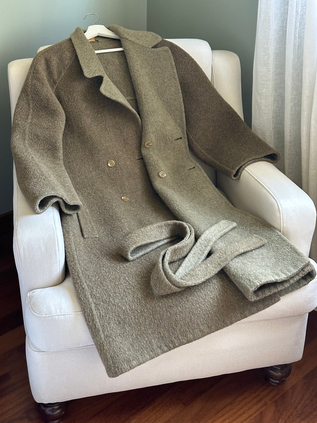 Sage & Brown Alpaca Belted Coat