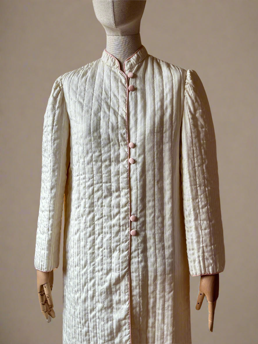 Vintage Pure Silk Quilted Dressing Gown