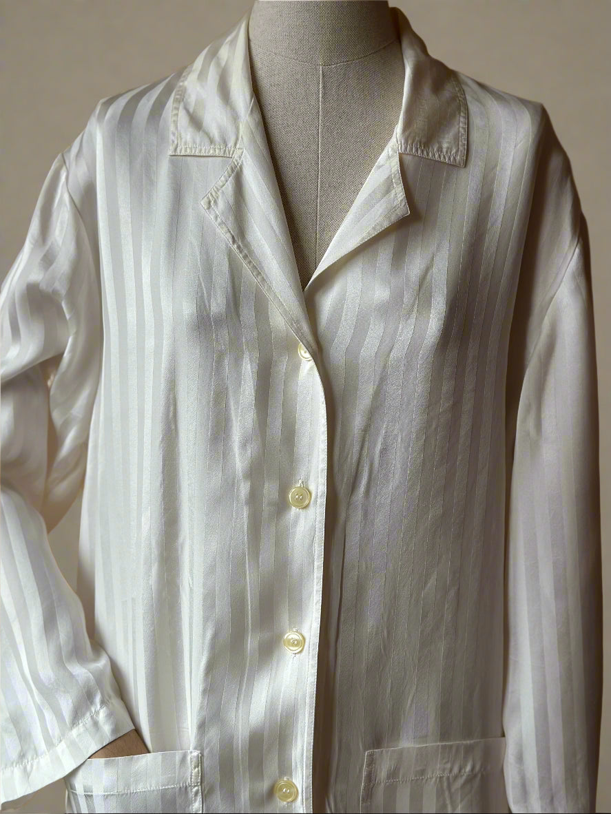 Vintage Pure Silk White Pajama Set