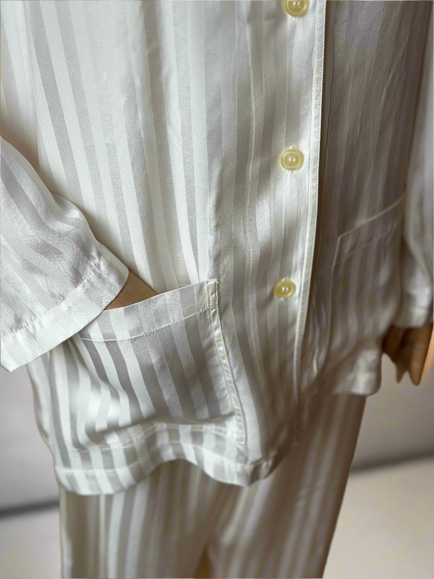 Vintage Pure Silk White Pajama Set