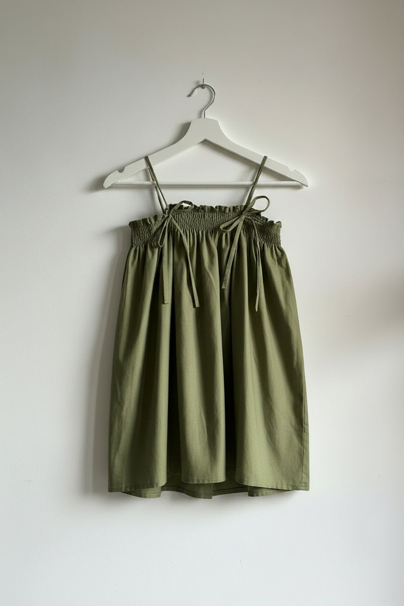 Green Cotton Frill Top