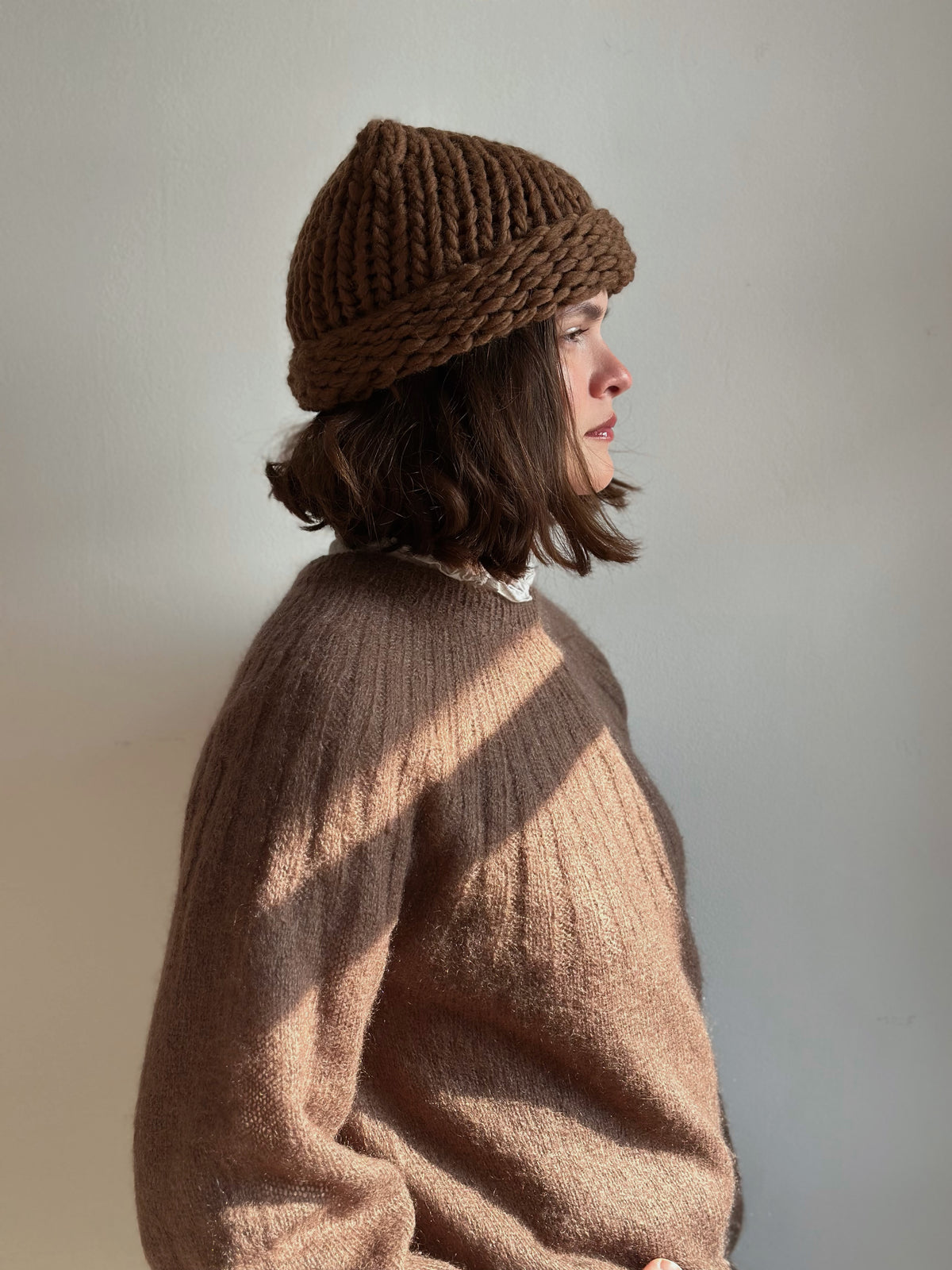 Handmade 100% Wool Beanie - Walnut