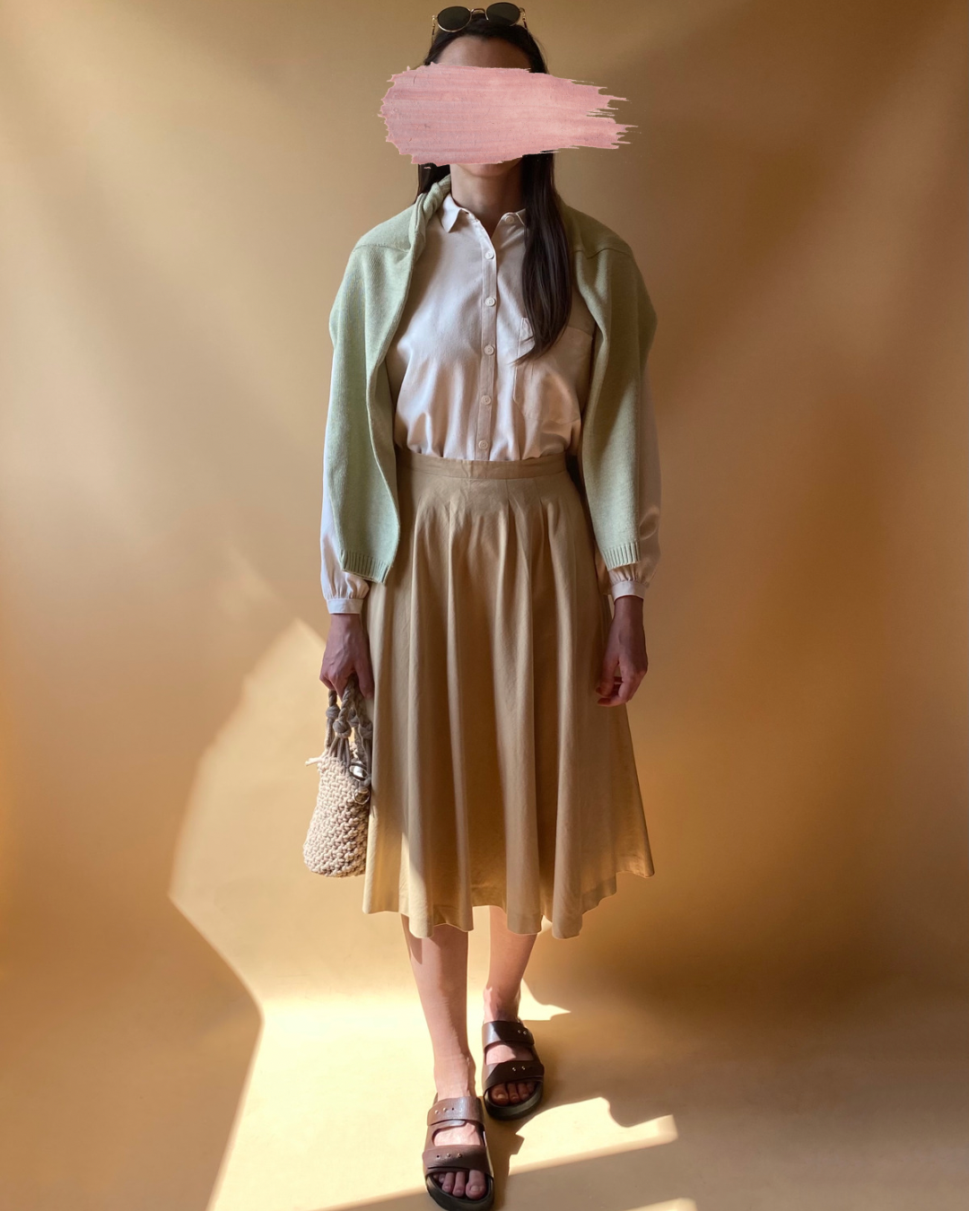 Vintage Biscuit Midi Skirt
