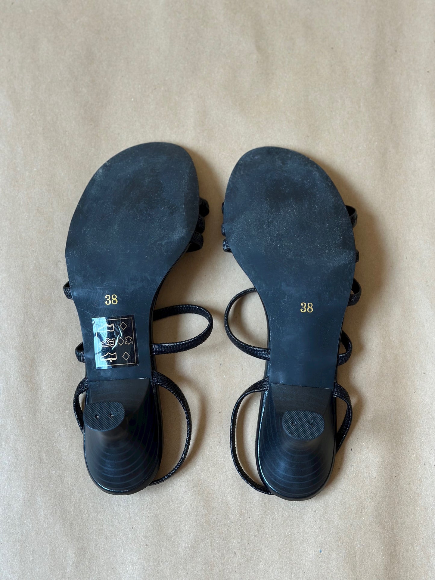 Vintage Black Strappy Sandals