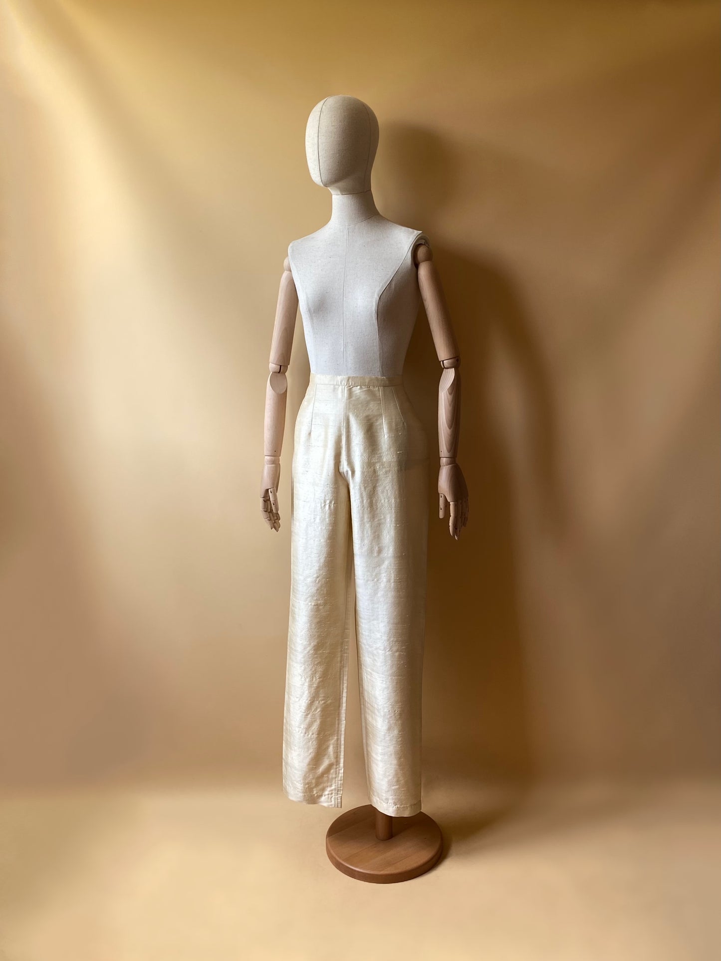 Vintage Pure Silk Ivory Trousers