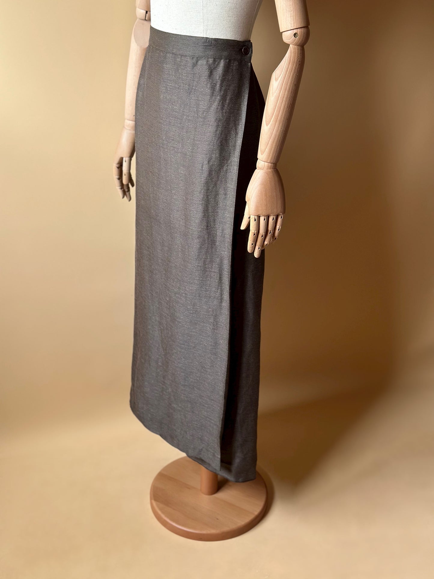 Vintage Thyme Green Linen Wrap-Up Skirt