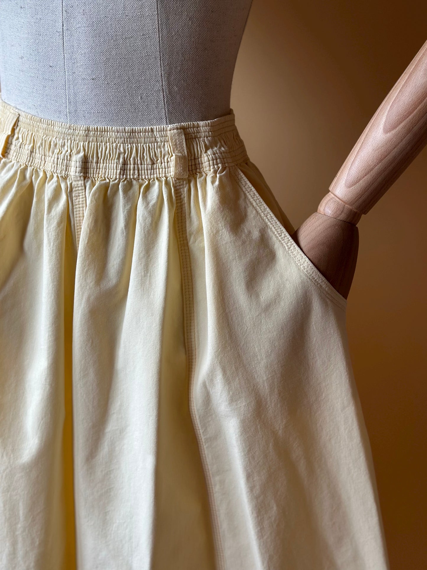 Vintage Custard Yellow Midi Skirt